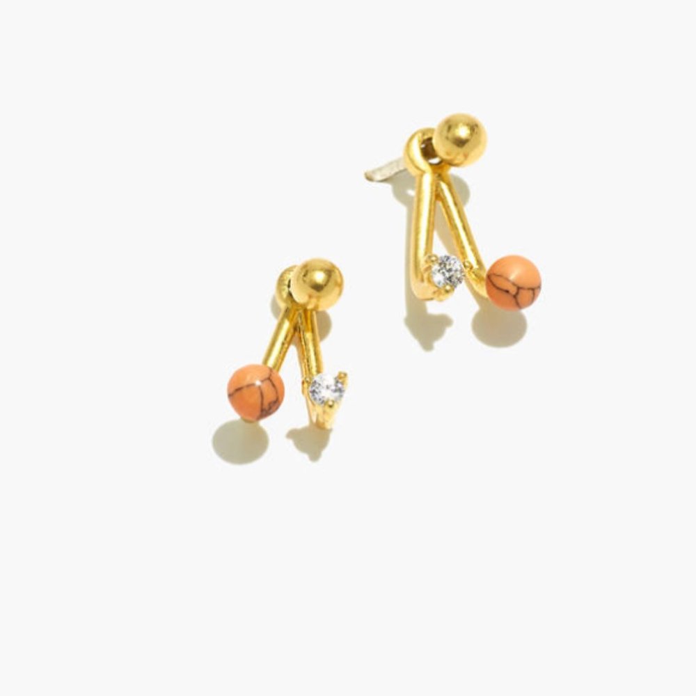 Madewell Coral Ear Jacket Stud Earrings